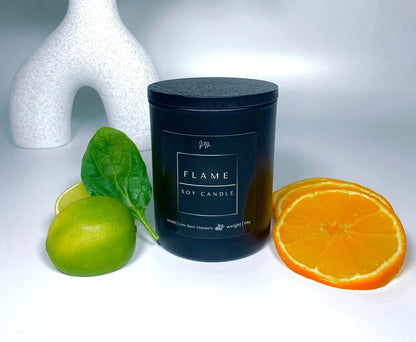 Lime Basil Mandarin Soy Candle – Handmade, Natural, Eco-Friendly | Flame Soy Candle